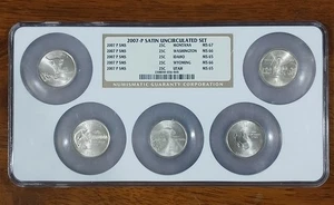 2007 P 25c Satin Uncirculated Set NGC 5 Coins - Picture 1 of 8