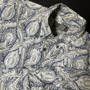 Vintage Shirt Mens Large Blue Geometric Long Sleeve Button Down Preppy Retro - Picture 1 of 10