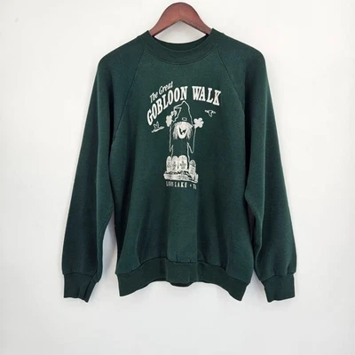 VINTAGE The Great Gobloon Walk Sweatshirt Size XL Green Loon Lake WA Halloween - Image 1 of 4