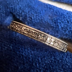 Antiker 18K Weißgold BABY KIND Milgrain Blumen Design Bandring Größe 1,75 - Bild 1 von 16