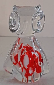 Owl Art Hand Made Crystal with Orange and White Swirls - 1970s - Picture 1 of 5