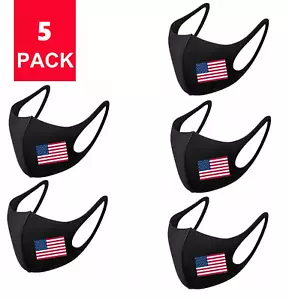5 Pack American Flag Unisex Face Mask Reusable Washable Cover Masks Men Women - Picture 1 of 11