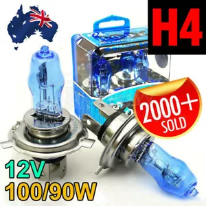 2 pcs H4 HEADLIGHT GLOBES CAR LIGHT BULBS 100/90W 6000K 12V XENON SUPER WHITE - Picture 1 of 7