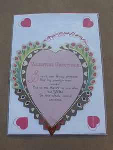 NEW Vintage Look Valentine Die-Cut Card Laughing Elephant Art Deco Heart Poem - Picture 1 of 3