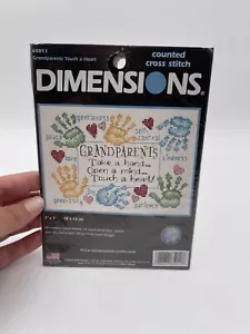 DIMENSIONS GRANDPARENTS TOUCH A HEART Counted Cross Stitch Kit Children - Picture 1 of 3