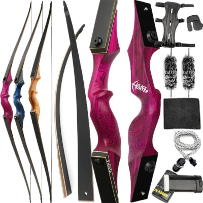 Elevador de madera de tiro con arco largo de derribo de 60" extremidades de 20-60 lb de bambú tiro al blanco Foto 1 de 4