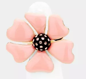 Stretchable Crystal Embellished Metal Flower Stretch Ring - Picture 1 of 2