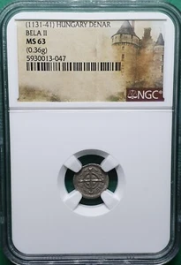 1131-41 HUNGARY 1 DENAR BENA II SILVER 0.36g NGC MS 63 - Picture 1 of 2