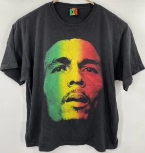 Bob Marley Jamaica Collection Black T Shirt XXL Tri Color Rasta Face Big Print - Picture 1 of 5