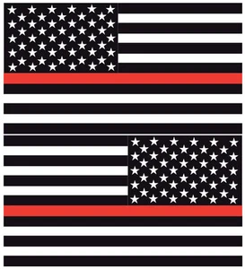 Firefighter Reflective Thin Red Line American Flags Mirrored 3"- Decals - Picture 1 of 3