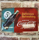 Coca Cola Delicious Refreshing Retro style Embossed Metal Sign, Home, Shop