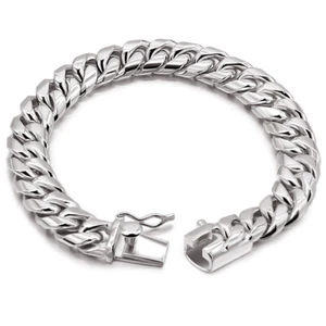 Real 925 Sterling Silver Cuban Link Chain Bracelet Thick Big for Men Boys Women - Picture 1 of 24