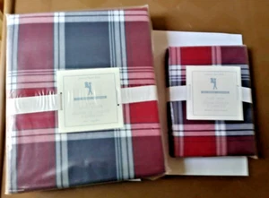 Pottery Barn holiday Plaid DUVET COVER + pillow SHAM Birthday party gift $187 - Picture 1 of 7
