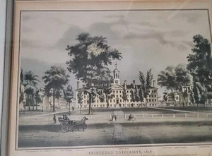 Framed Antique Print Princeton University 1800s 18" - Picture 1 of 3