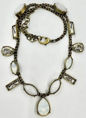 COLLAR SILPADA KR LATÓN CRISTAL ÓPALO BLANCO PIEDRA LUNAR (T337) Foto 1 de 4