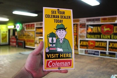 COLEMAN LINTERNA CAMPING DISTRIBUIDOR PORCELANA METAL LETRERO PESCA CAZA BARCO BOSQUE Foto 1 de 4