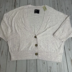 NUOVO maglione cardigan American Eagle cropped donna viola medio nuovo con etichetta - Foto 1 di 11