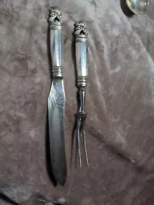 Georg Jensen Bellota Plata Esterlina Manija Esterlina 2 Piezas Juego de Tallas Hoja de Acero Inoxidable - Imagen 1 de 5