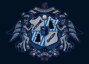 Camicia uomo Doctor Who Tardis Whovian Institute Stemma sigillo satira teefury NUOVA - Foto 1 di 2