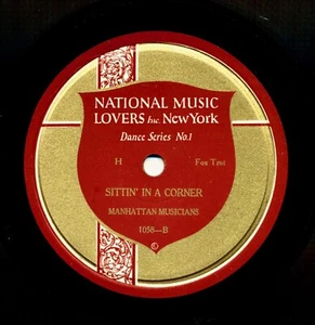 MANHATTAN MUSICIANS on 1923 National Music Lovers 1058 - Sittin' In a Corner - Imagen 1 de 2