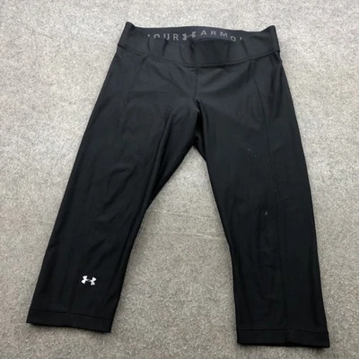 Under Armour Leggings Mujer Grandes Negros Capri Pantalones Cortos Atléticos Gimnasio Yoga Foto 1 de 4