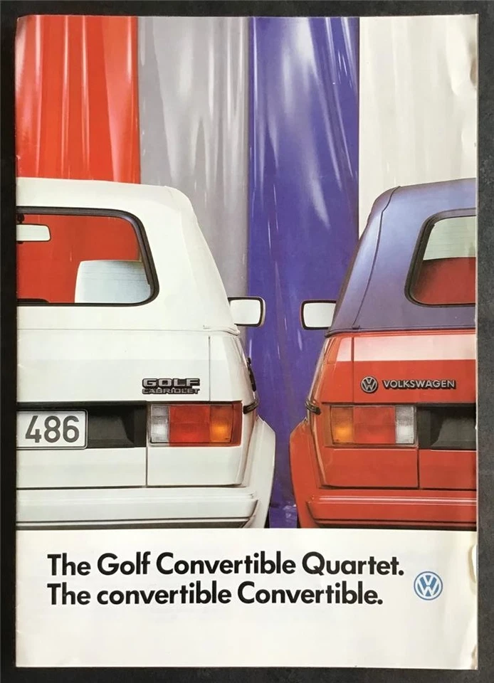 VOLKSWAGEN VW GOLF CONVERTIBLE QUARTET Car Sales Brochure 1987 #620/1190.29.96 - Image 1 of 3