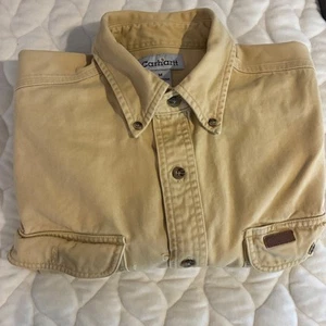 Carhartt Work Shirt Button Up Long Sleeve Cotton Tan Chore Men's Size M Utility - Picture 1 of 8
