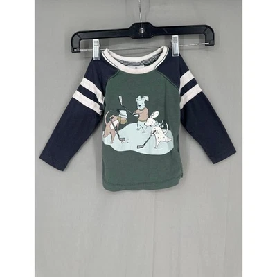 Tommy Bahama Camisa Niños Pequeños 18M Azul Perros Hockey Béisbol Camiseta Gráfico Verde Foto 1 de 4