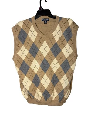 Мужской жилет Brooks Brothers Argyle бежевый серый хлопок кашемировая смесь с v-образным вырезом размер 2XL - Изображение 1 из 4