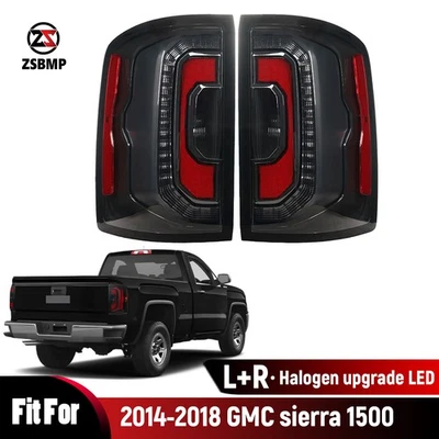 For 2014-2018 GMC Sierra 1500 Halogen Upgrade LED Black Tail Lights Left+Right - Imagem 1 de 4