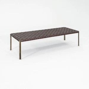 2020s Gratz / Laverne TG-18 Large Bench in Bronze with Woven Dark Brown Leather - Picture 1 of 12