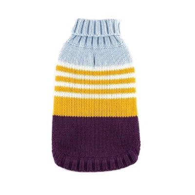 Suéter de bloque de color azul claro/púrpura Hip Doggie para perro (pequeño) Foto 1 de 3