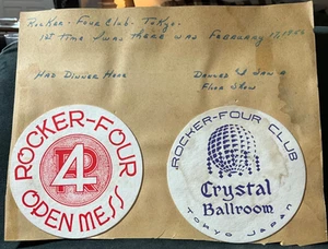 Coppia sottobicchieri VINTAGE THE ROCKER-FOUR CLUB TOKYO JAPAN usati aperti Mess Ball - Foto 1 di 5