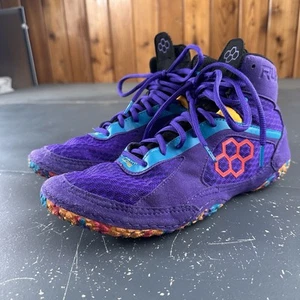 Rudis Alpha scarpe da wrestling uomo 10,5 viola scamosciate scarpe da ginnastica MMA alte - Foto 1 di 9
