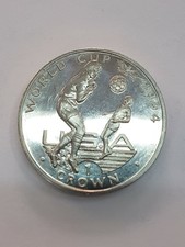 1994 ISLE OF MAN 1 CROWN NI UNC WORLD FOOTBALL USA MODEL 2