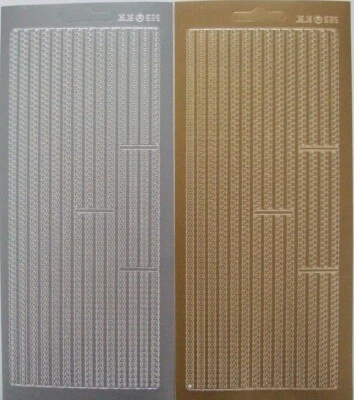 UNKNOWN 2 sheets Link Circle Border Peel-offs Gold + Silver 14 Borders on each sheet