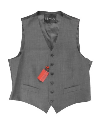 NWT ISAIA Napoli VEST suit solid grey wool handmade luxury Italy 52 - Image 1 of 4
