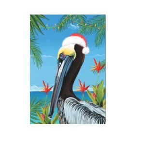 Tropical Pelican Boxed Christmas Cards (Pack of 10) Holiday Greeting - Picture 1 of 3
