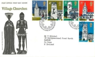 GB stamps 1972 Village Churches Post Office First Day Cover FDC Bureau Handstamp - Image 1 of 2