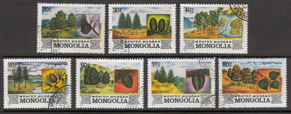 Mongolia C83 Set 7v 1982 Flora Plantas ÁRBOLES Foto 1 de 1