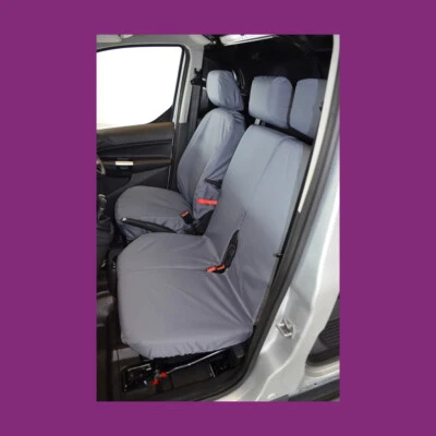 Ford Transit Connect 2014-2018 3 fundas de asiento delanteras impermeables a medida gris Foto 1 de 4