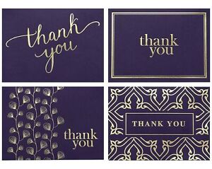 100 Thank You Cards Bulk with Envelopes | 4x6 Photo Size | Purple