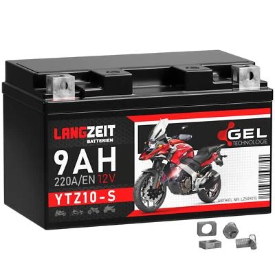 Langzeit YTZ10-S GEL Motorradbatterie 12V 9Ah YTZ10S CTZ10-S 50901 GTZ10-S 50922 - Bild 1 von 4