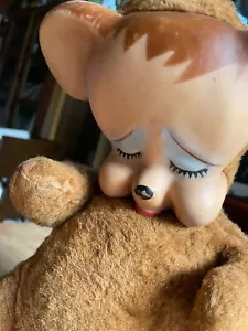 Vintage Knickerbocker Brown Bear Pouting Rubber Vinyl Face Stuffed 50s IN STOCK - Picture 1 of 11
