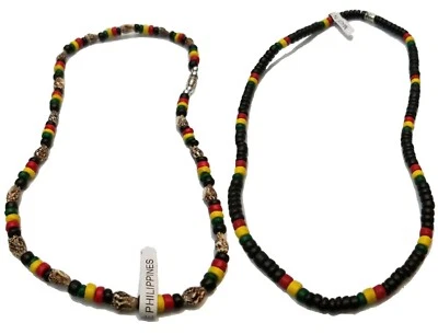 2 шт. Мужчины женщин серфер ошейник ожерелье браслет лодыжки дерева ювелирных изделий Rasta бисер  - Изображение 1 из 3