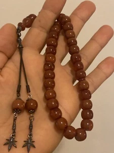 Cuentas de oración islámica Cubuk Kehribar ámbar 🙂 Tesbih tesela plateada cambiante de color - Imagen 1 de 12