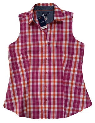 Izod Women's Dockside Collection Sleeveless Button Down Blouse Pink Plaid M - Image 1 of 4