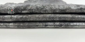 METALLIC SILVER ANTIQUED vintage look Lambskin leather skin 7sqf 1.1mm #C3638 - Picture 1 of 7