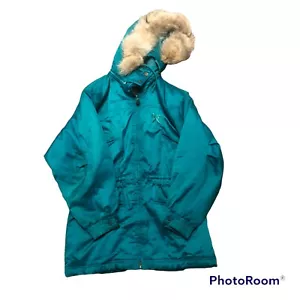 Vtg Kaelin Solar Women's Ski Jacket Snowsuit Sz 8 Snow Jacket Hooded Fur - Picture 1 of 11