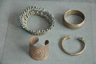 4 Pc Vintage Brass & Copper Round Handcrafted Fine Bracelet/Bangles Foto 1 de 4